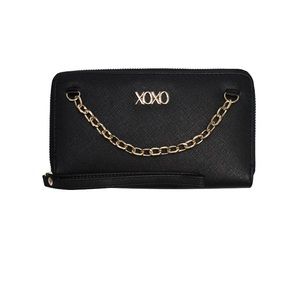 XOXO Women’s Small Black Saffiano Leather Wallet and Wristlet